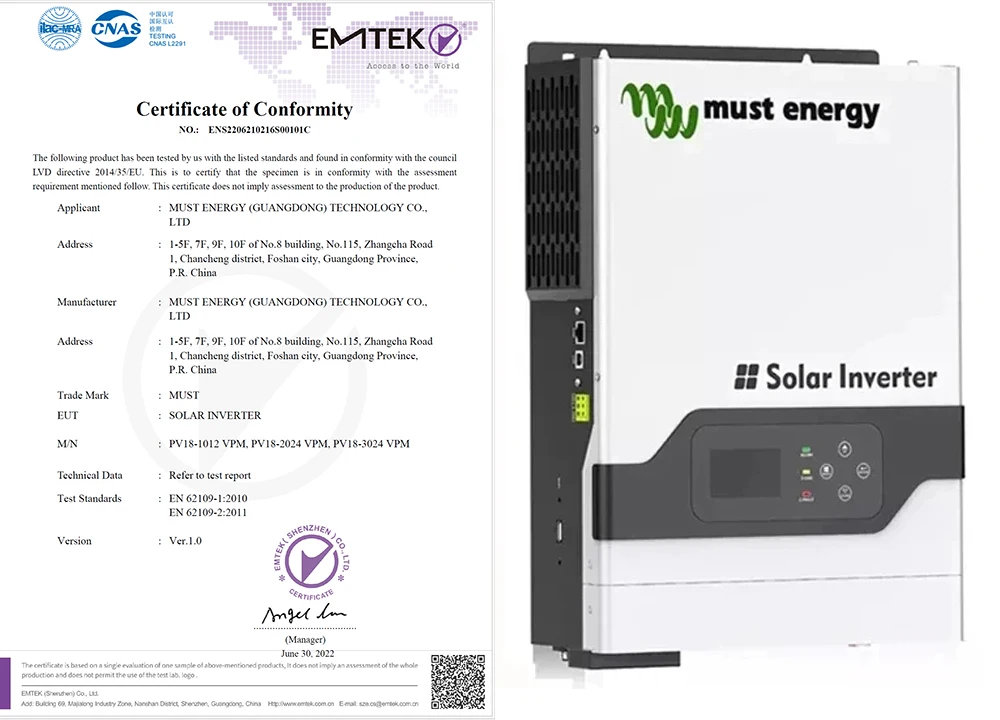 MUST Energy PV1800 VHM 3KW 24V MPPT Home Hybrid Solar Inverter MPPT 80A ...