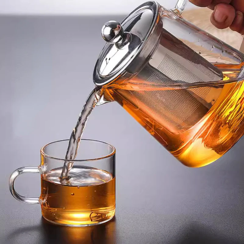 400ml/1350ml Filterable Heat-resistant Thickened Glass Teapot High Borosilicate Glass Flower Tea Pot Heatable Tea Set