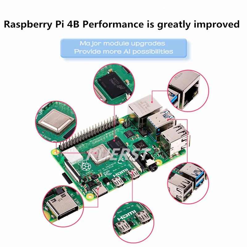    4  B  , 1GB 2GB 4GB RAM  ھ 2.4/5.0 GHz WIFI  5.0 RPi 4 ӵ RPi 3B +