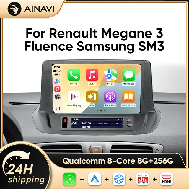 Autoradio Ainavi multimédia pour Renault Megane 3 RS Fluence Samsung SM3 2008 2010 2014 Android Auto sans fil Carplay DSP 4G 1