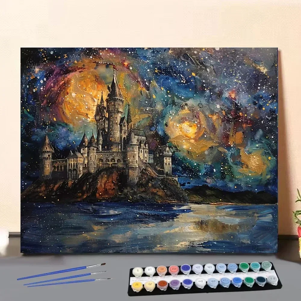 Painting by Numbers Castle Under the Stars Art Culture Digital Painting Handmade Adult Children Gift Wall Decoration Digital Art