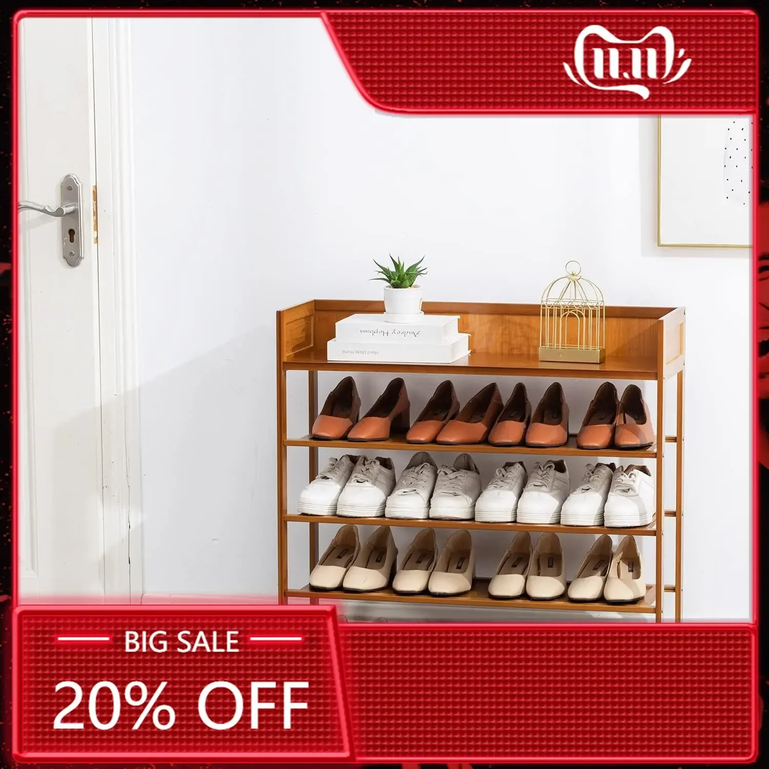 Bamboo Shoe Rack Organizer, 5 Tier Shoe Shelf Storage Organizer, for Entryway, Hallway, and Closet (Brown-31.5)