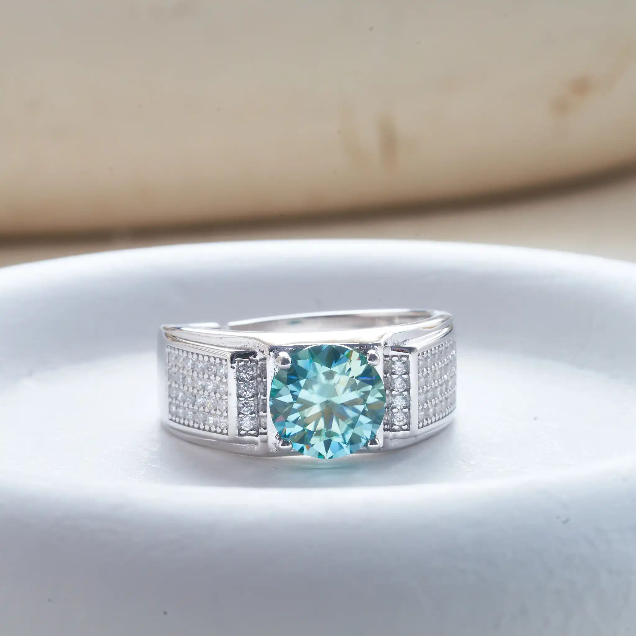 خاتم من الذهب الأبيض الصلب عيار 18 قيراط للرجال ،...