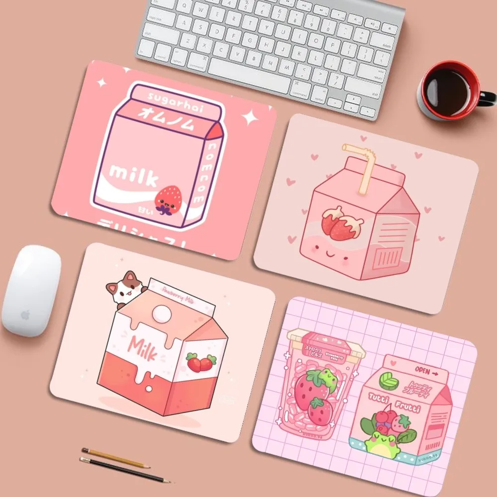

Kawaii Japanese Strawberry Milk Mousepad 25x29cm Small Table Mat Student Mousepad Computer Keyboard Pad Games Pad Desk Mat