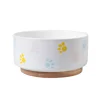 Ceramics Dog Bowl with Wood Mat Wide Mouth Feeding Bowls Food and Water Pet Feeder for Cat Puppy Protecting Cervical Spine 6