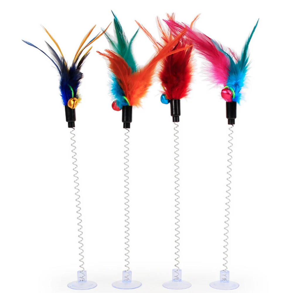Cartoon Pet Cat Toy Stick Feather Rod Mouse Toy with Mini Bell Cat Catcher Teaser Interactive Cat Toy Kitten Funny Toy Supplies