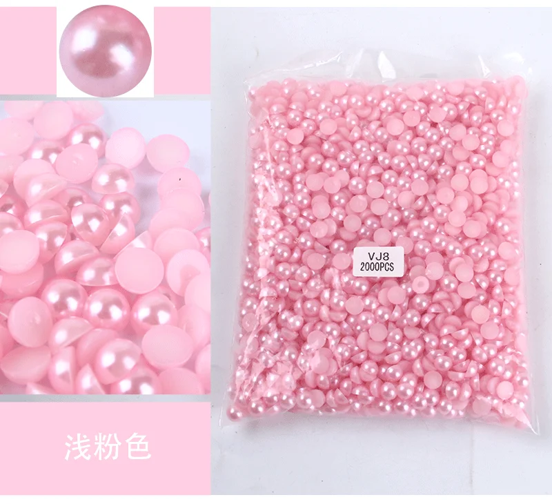 Mixed Size Colorful ABS Pearl Flat Back Rhinestones for Nail Art & Jewelry Crafting