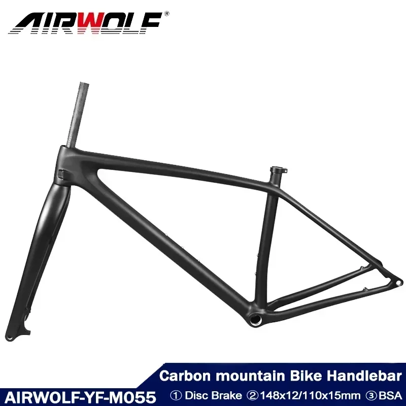 Airwolf Mountain Bike Carbon Frame148 * 12Mm Bsa Carbon Disc Brake Bike Frameset Cyclocross Carbon Bicycle Fork 110*15Mm
