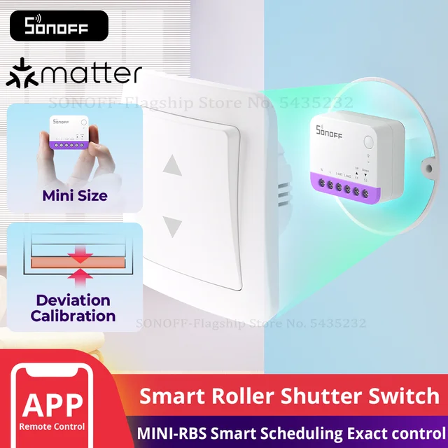 SONOFF MINI-RBS Matter Smart WIFI Curtain Switch Module for Roller Blinds Precise Percentage Control Work with Alexa Google Home