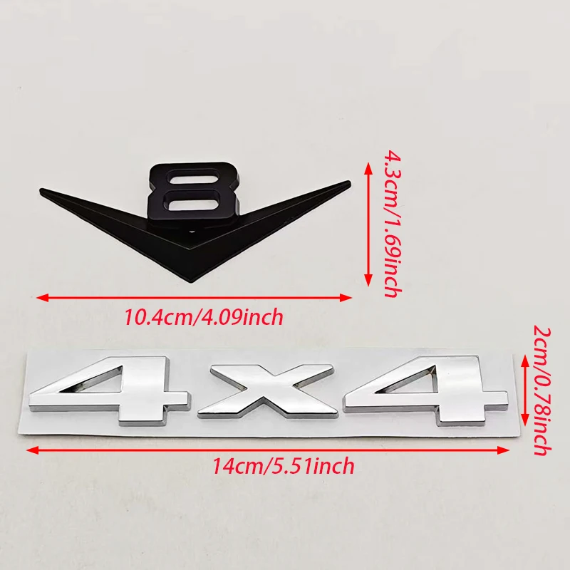 3D 메탈 크롬 블랙 자동차 스타일링 로고 V6 V8 4X4 리어 트렁크 펜더 배지 엠블럼 스티커 (지프, BMW, 아우디, 포드, 닛산 액세서리용)
