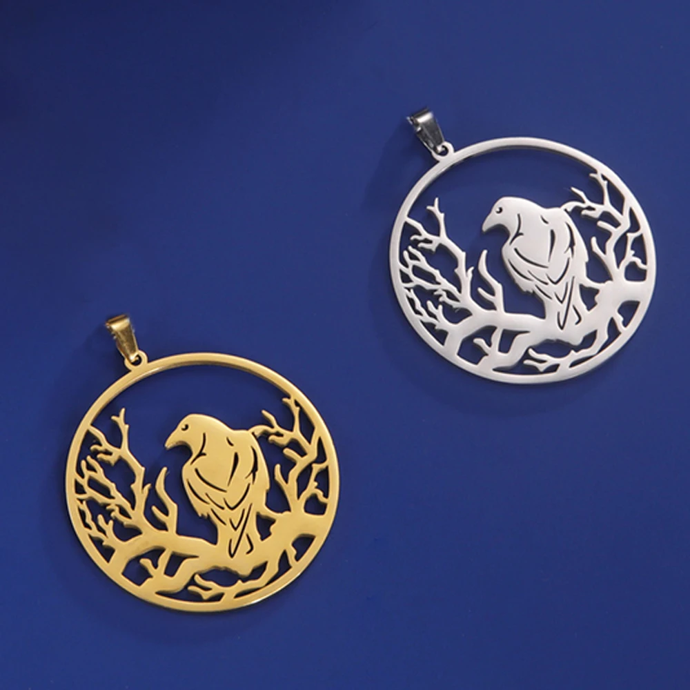 Dawapara Gotischer Hexen-Raben-Anhänger, Adler-Krähen-Eulen-Charm für Schmuckherstellung, Edelstahl-Accessoires – Detail 29