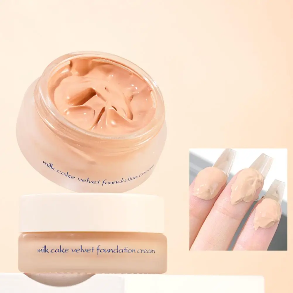 

Cheese Velvet Foundation Cream Concealer Moisturizing Circles Creamy Brighten Tone Dark Invisible Skin Pores Skin F1B5