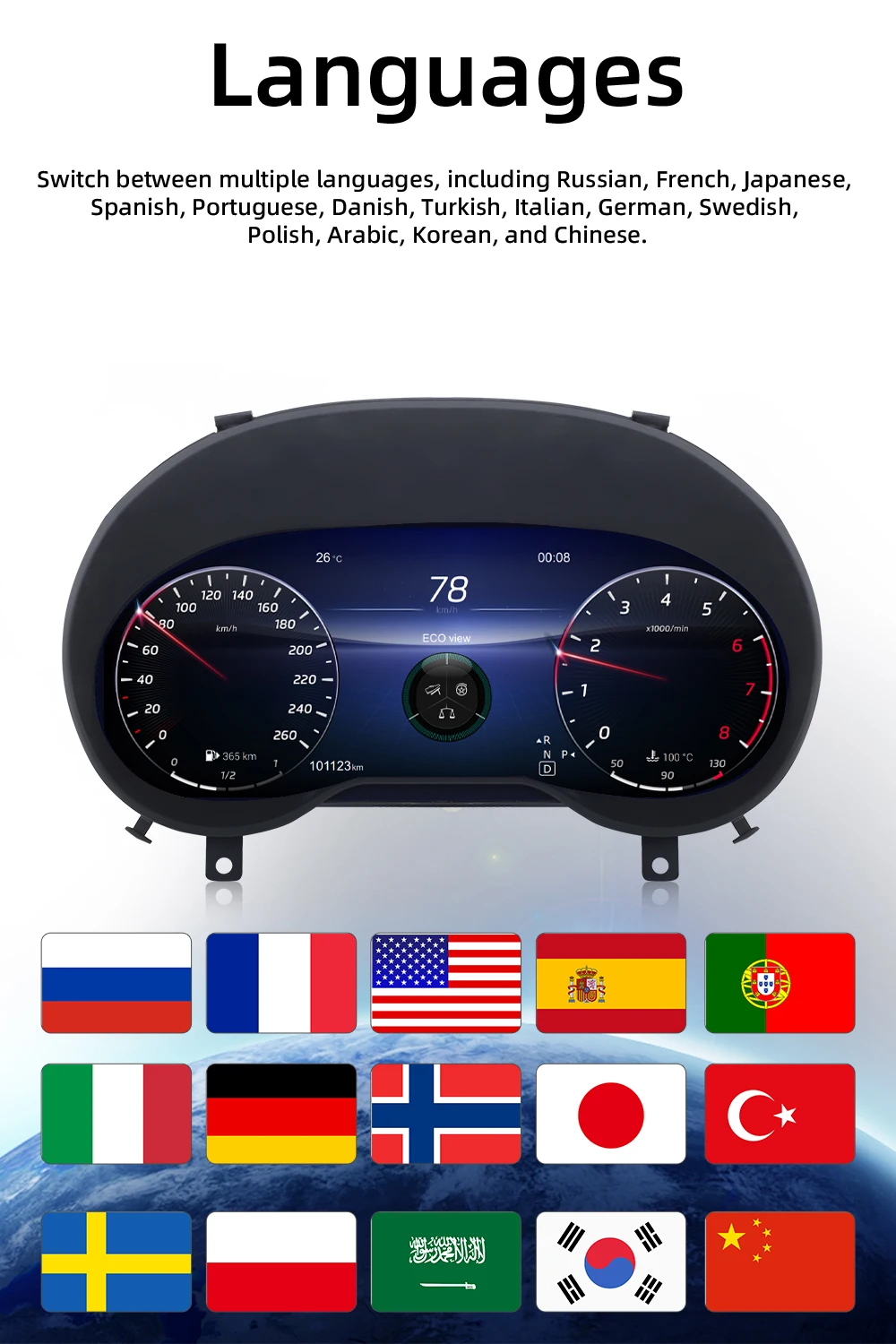 Digital Instrument Cluster For Benz A Class/CLA/GLA 2013-2019 Speedometer 12.3”H