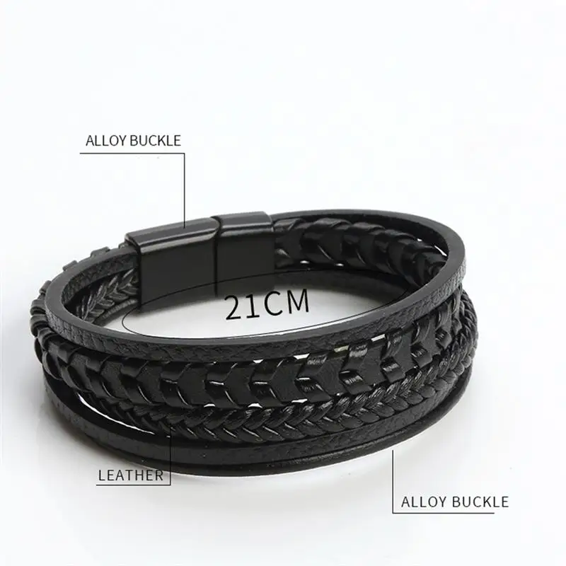 Black Leather Bracelet | Leather Wrist Cuff