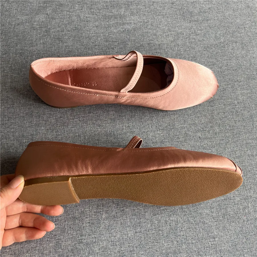 Round Toe Ballerinas Flats Silk Elastic Band Women Dance Shoes Sweet Casual Loafers Ladies Espadrilles Zapatos Mujer Mary Janes