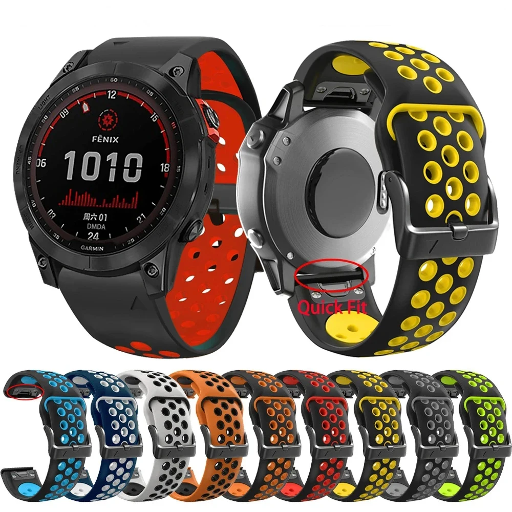 

22mm 26mm Silicone Strap For Garmin Fenix 7 7X 6X 6Pro 5X 5Plus Quick Release Wristband MK1 MK2 MK2i Tactix 7 Pro Smart Bracelet