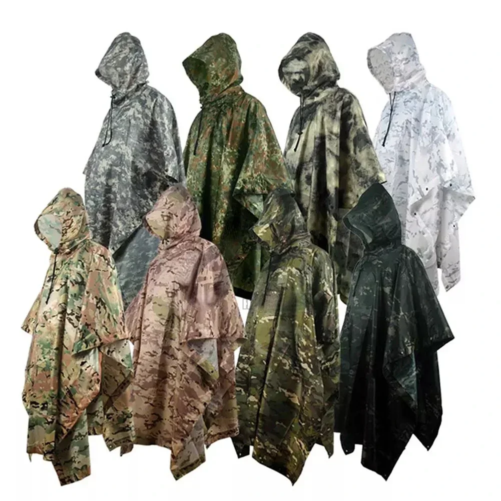 Home Birdwatching Caccia Ghillie Gear Outdoor Suit Ombrello Tattico Pioggia Impermeabile Militare Poncho Militare Accessori Da Guerra