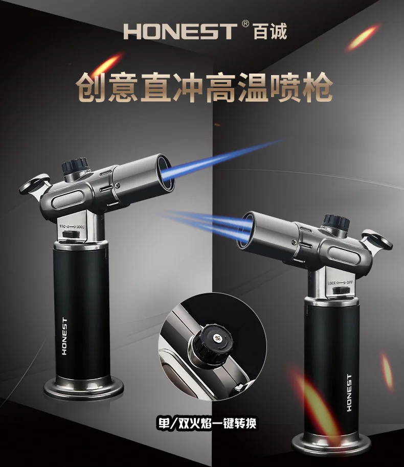 Description Picture 2 of itemOutdoor Direct Flush Lighter Inflatable High Temperature Spray Gun Double/Single Flame Adjustment Kitchen BBQ Ignition Tool