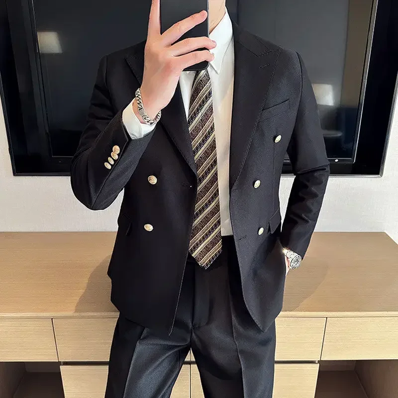 2024 New Blazer Hombre Double-breasted Business Casual Men's Jacket Slim Fit Men's Social Coat Custom Made Suit  L87 3