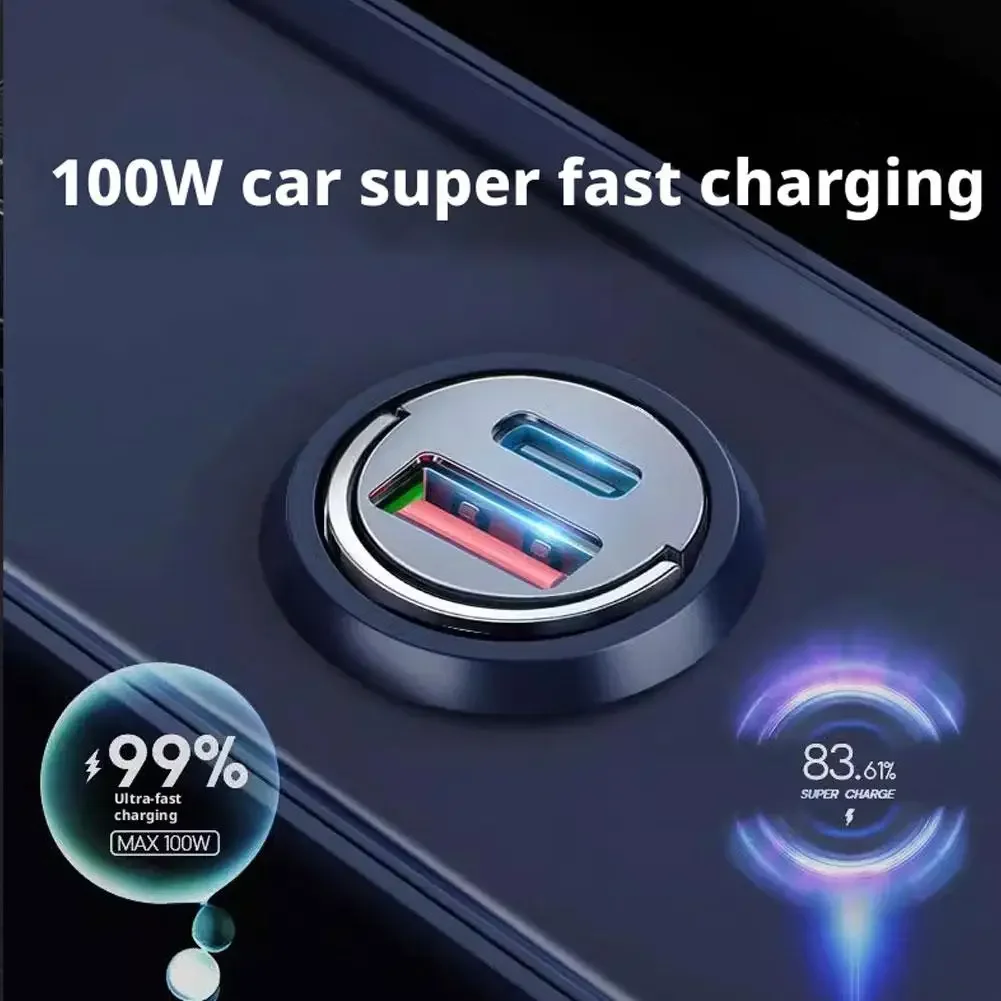 Universal USB Fast Car Phone Charger with Cigarette Lighter Adapter and PD Type-C Port