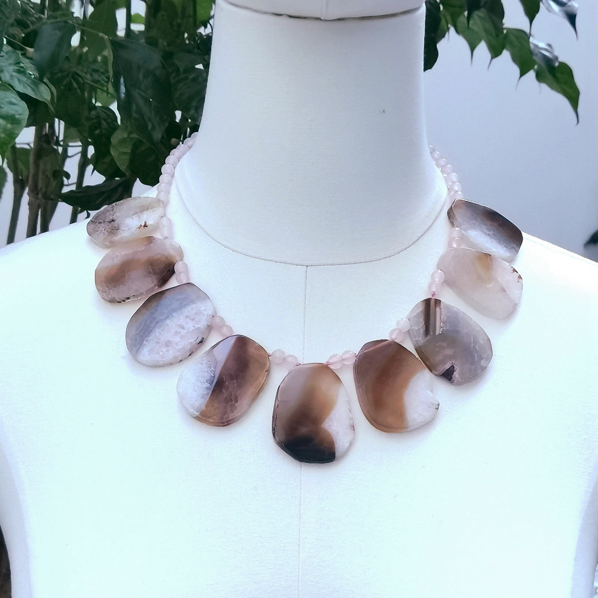 Lii Ji Real Stone Pink Necklace Rose 