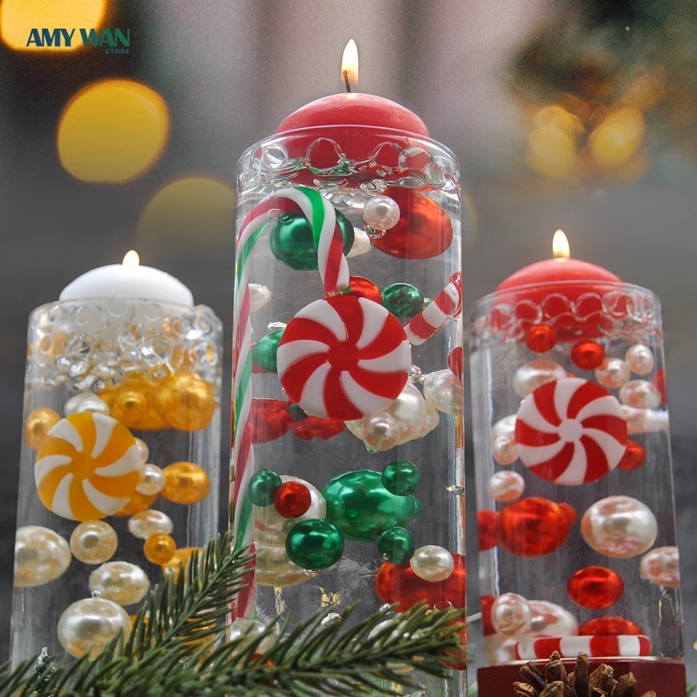 Jarrón de Navidad con perlas sin agujeros, geles de agua dulce, cuentas,  velas flotantes, centro de mesa para Navidad, boda, fiesta, adornos de mesa  - AliExpress, image size:1000x1000