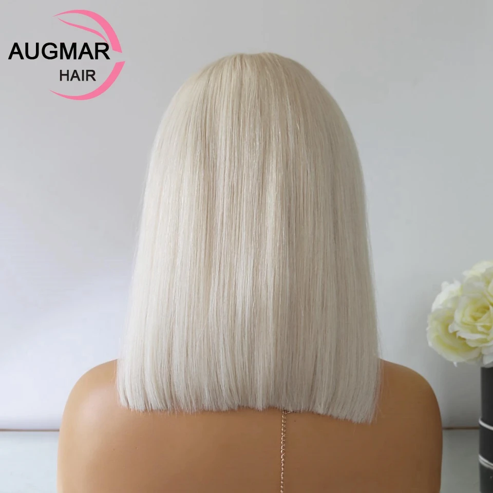 13x4 360 Platinum Blonde Bob Straight Lace Front Wigs Human Hair 200 Density 13x6 HD Lace Frontal Wig Short White Wigs For Women