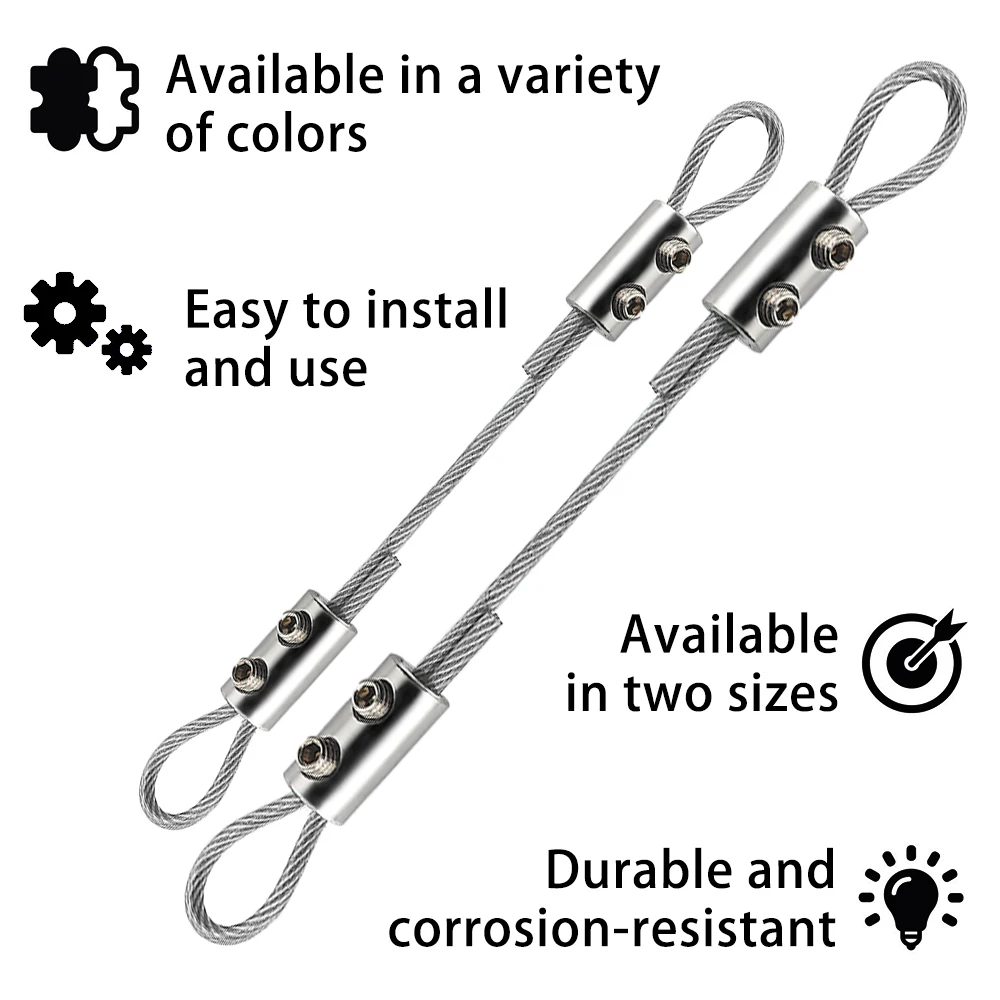 4PCS Adjustable 2mm 3mm Multi-Color PVC Stainless Steel Wire Rope Cable Fastener Kit For Hanging Pictures Bonsai Swings Cameras