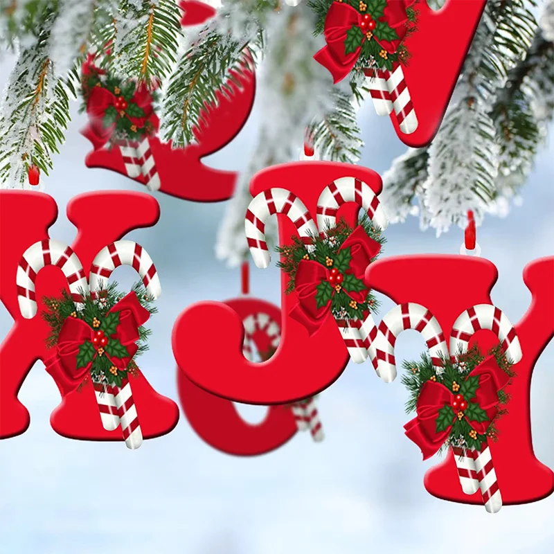 Christmas Tree Decoration 26 Letters Acrylic Pendants Diy Hanging Personalized Letter Decoration For New Year Party Home Decor