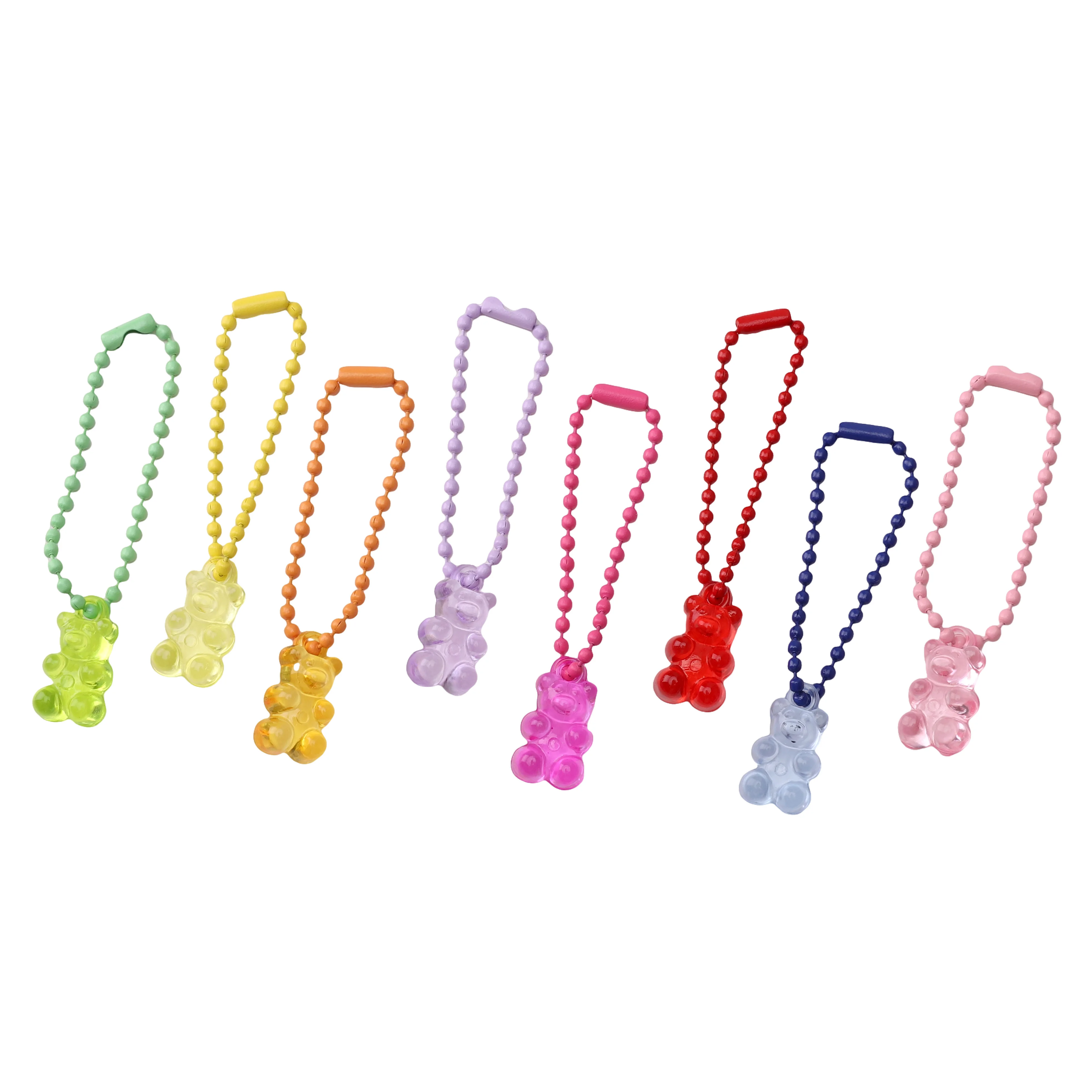 5 Teile/satz 7cm Acryl Bär Kugel Kette Anhänger Nette Bunte Schlüsselbund Tasche Dekorationen DIY Schmuck Handgemachte Handwerk Liefert – Detail 7