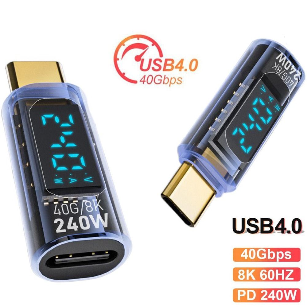 1 PCS Digital LED Display USB 4 Type-C Adapter PD 240W 8K 60HZ OTG Converter Smart Chip 40Gbps Power Meter Tester Laptop