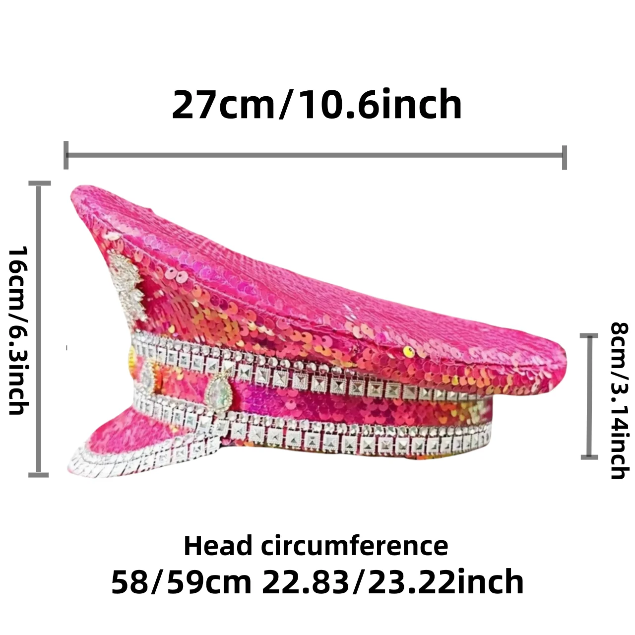 Costume Hat Luxury Festival Captain Hat Rhinestone Military For Unisex Adult