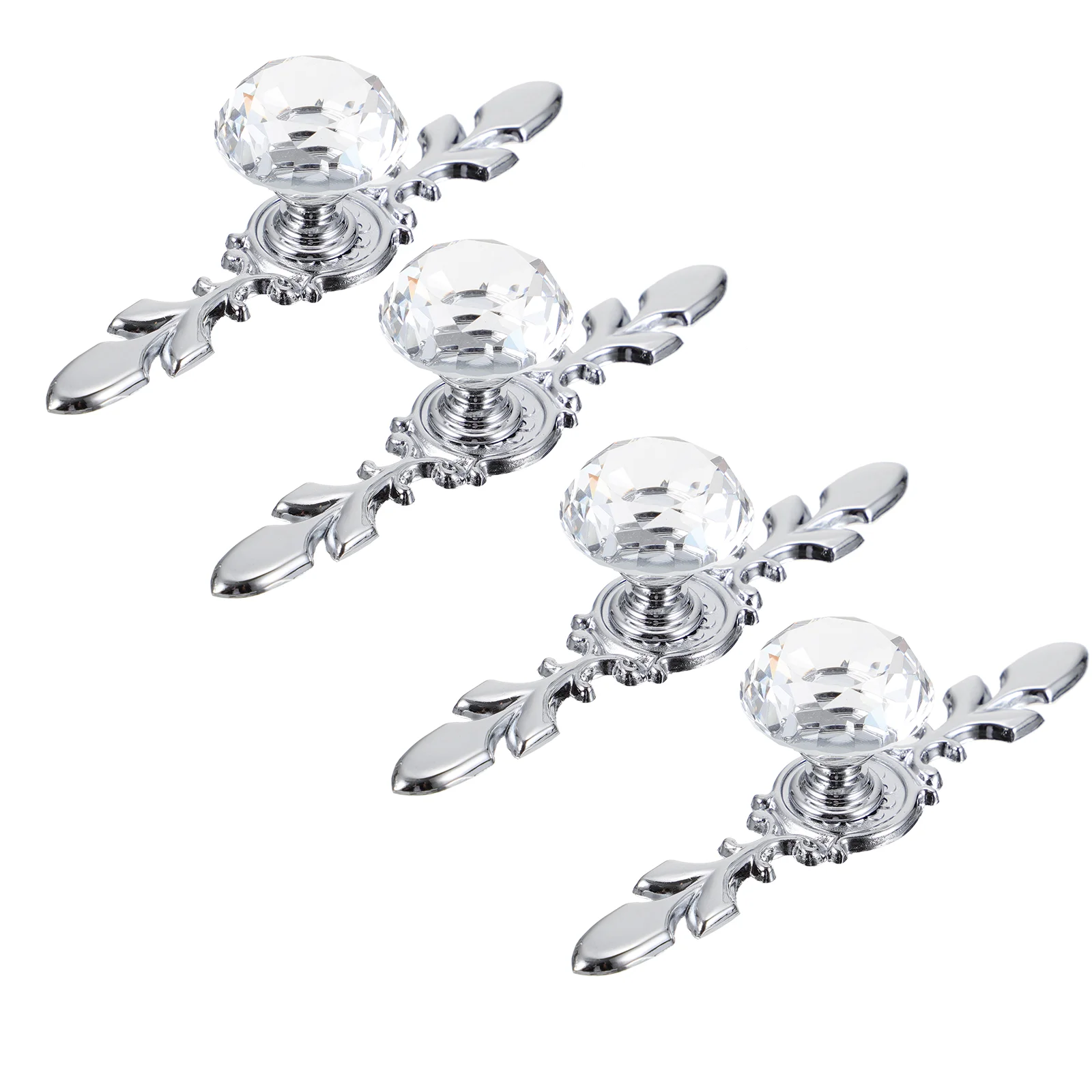 

4 Pcs Single Hole Crystal Handle Cupboard Knobs Door Wardrobe Pull Interior Doorknob Furniture Handles Drawer Pulls