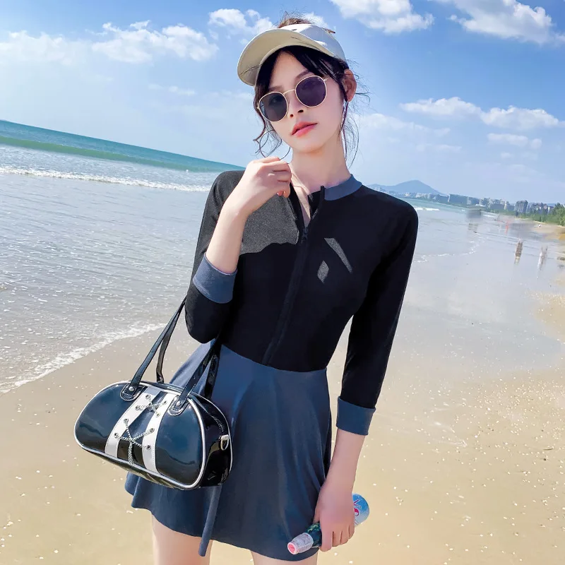 

Sports One-Piece Swimsuit New Style Covering Flesh Slimming Swimming Training Hot Spring Ladies Swimwear Push Up Bathing Suit
