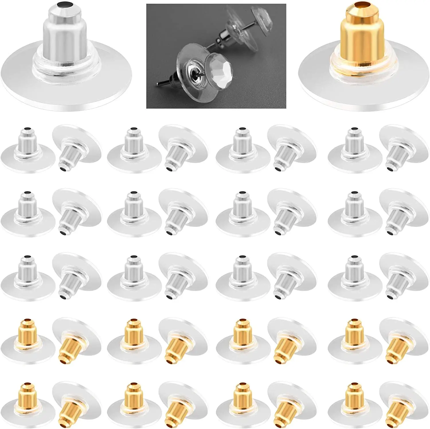 100–200 Stück Angelhaken-Ohrring-Verschlüsse, Gummi-Ohrstopper für die Schmuckherstellung, Kugel-Kupplung, Ohrring-Verschlüsse, Ersatz-DIY-Zubehör – Detail 2