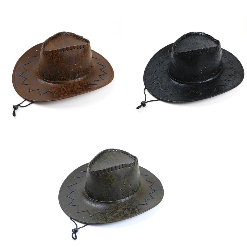 

Wide Brim Vintage Cowboy Hat Cowgirl Hat Top Hat All-match for Hipster