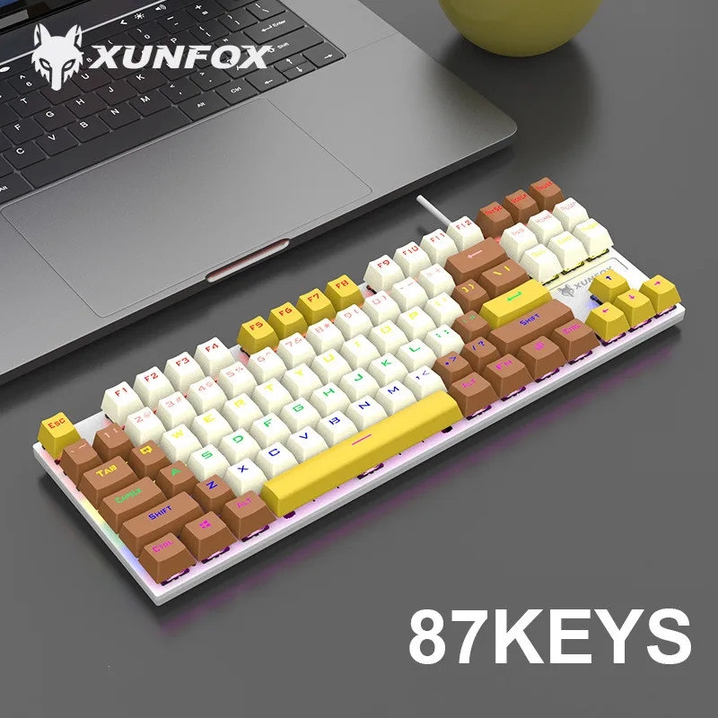 

K80 Mechanical Keyboard Color Matching Gaming Game Wired Green Axis Luminous Desktop Computer Notebook Office Supplies Gifts