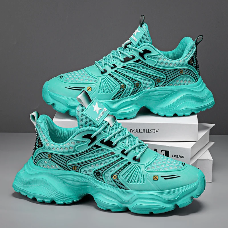 Men's Outdoor Running Sneakers - Comfortable and Breathable Design, Fashionable Lace-Up Sports Style, Versatile and Trendy