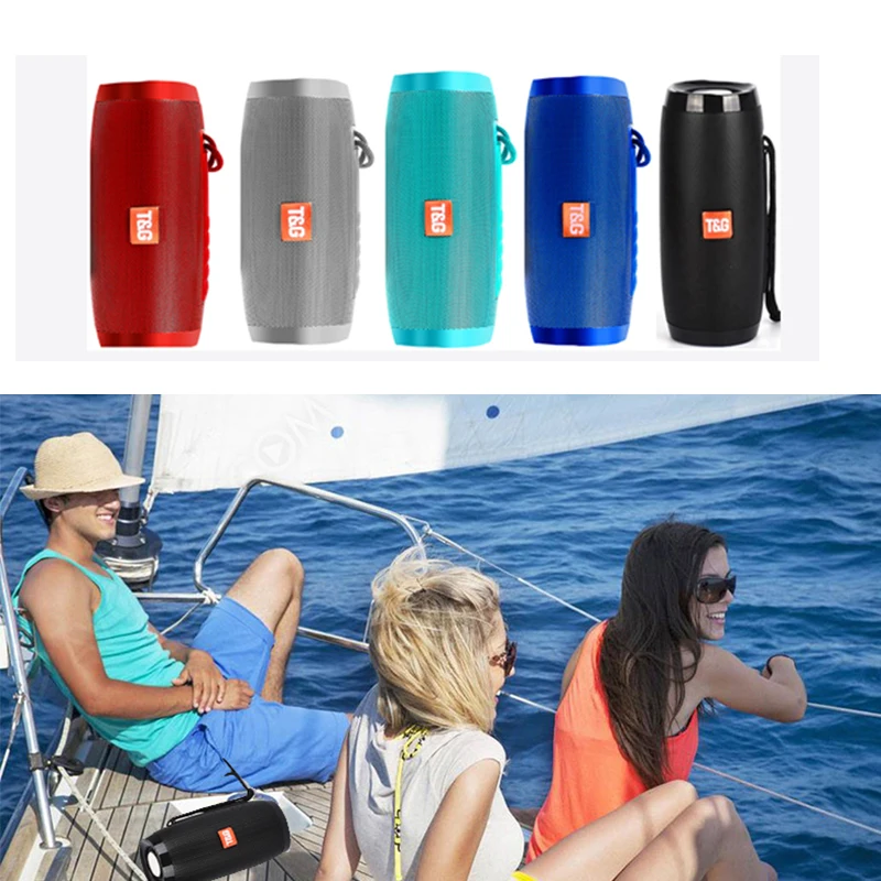US $20.17 - 21.79 LED Portable Speaker Bluetooth-compatible Column Wireless Speaker Outdoor Bass HIFI TF FM Radio soundbar caixa de som
