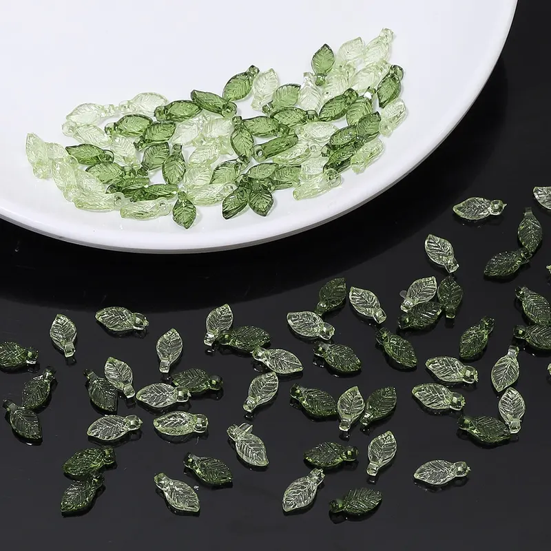 100pcs Acrylic Mini Small Tree Leaf Hand Beaded DIY