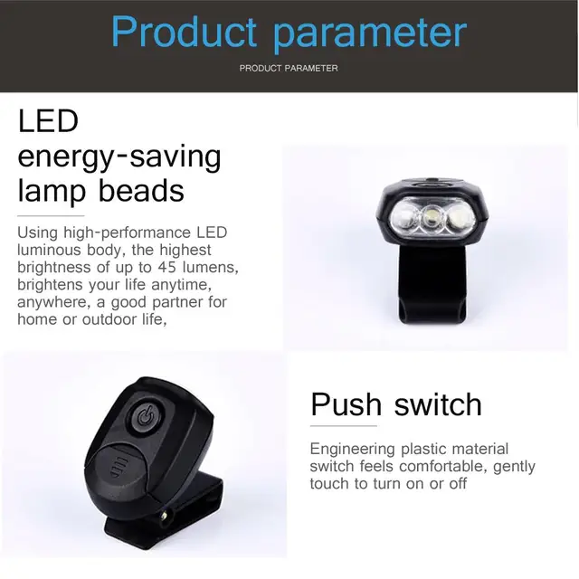 현대적인 디자인과 밝은 조명으로 휴대용으로 활용하기 좋은 미니 3LED 헤드 램프