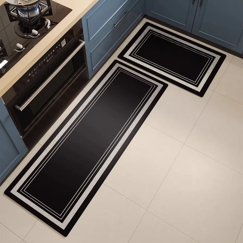 PVC Kitchen Floot Mat Modern Art Oil-proof Waterproof Easy-care Bathroom Soft Carpet Cratch-resistant Wear-resistant Balcony Rug