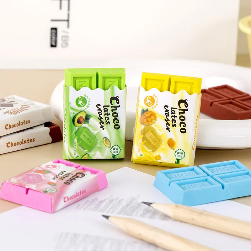 1 Piece Lytwtw's Cute Kawaii Candy Color Rubber Fun Creative Chocolate Eraser Novelty Stationery Office School Supplies 3