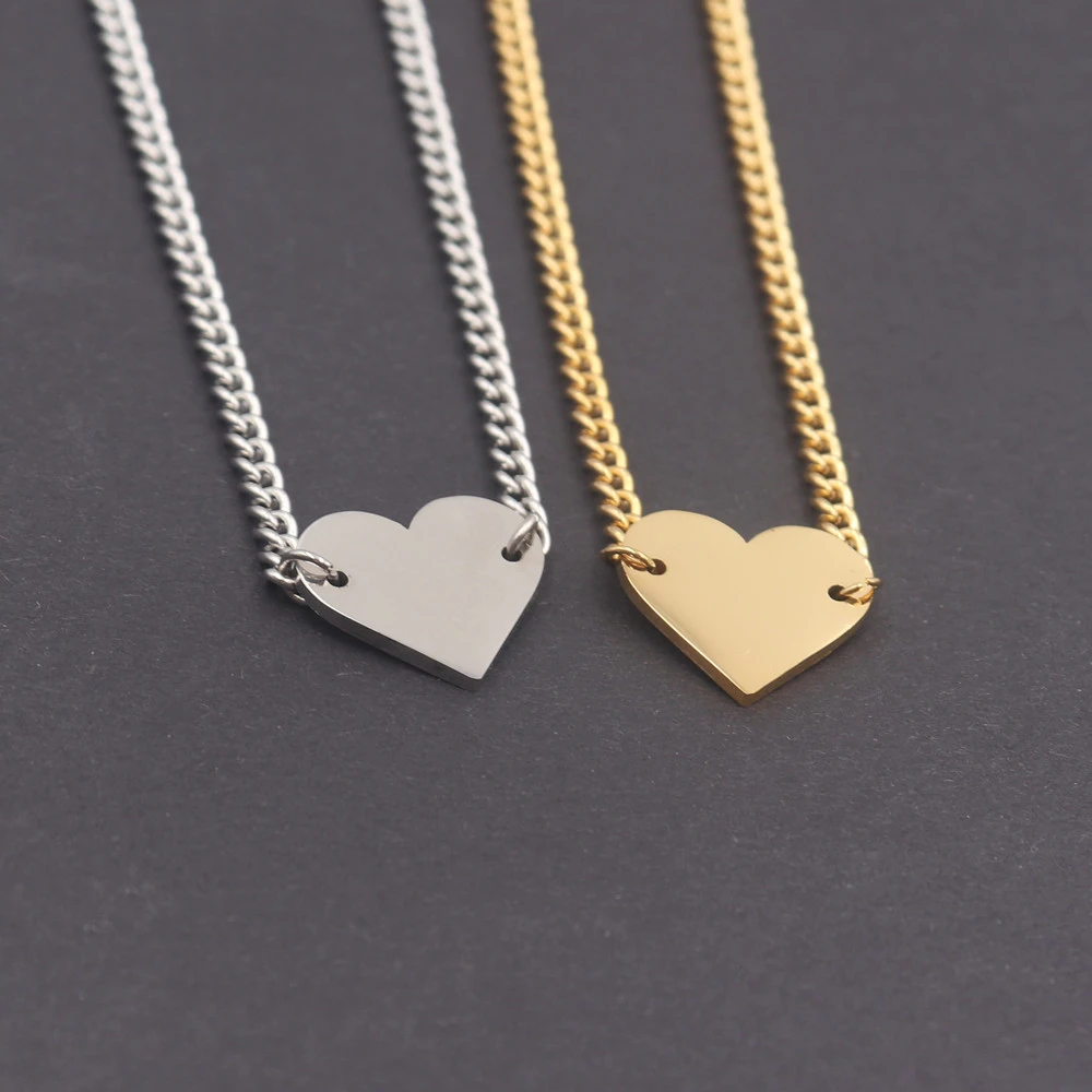 

10pcs/lot Love Heart Necklace Minimal Bijoux Femme Choker Stainless Steel Pendant Necklaces For Women Friendship Gift