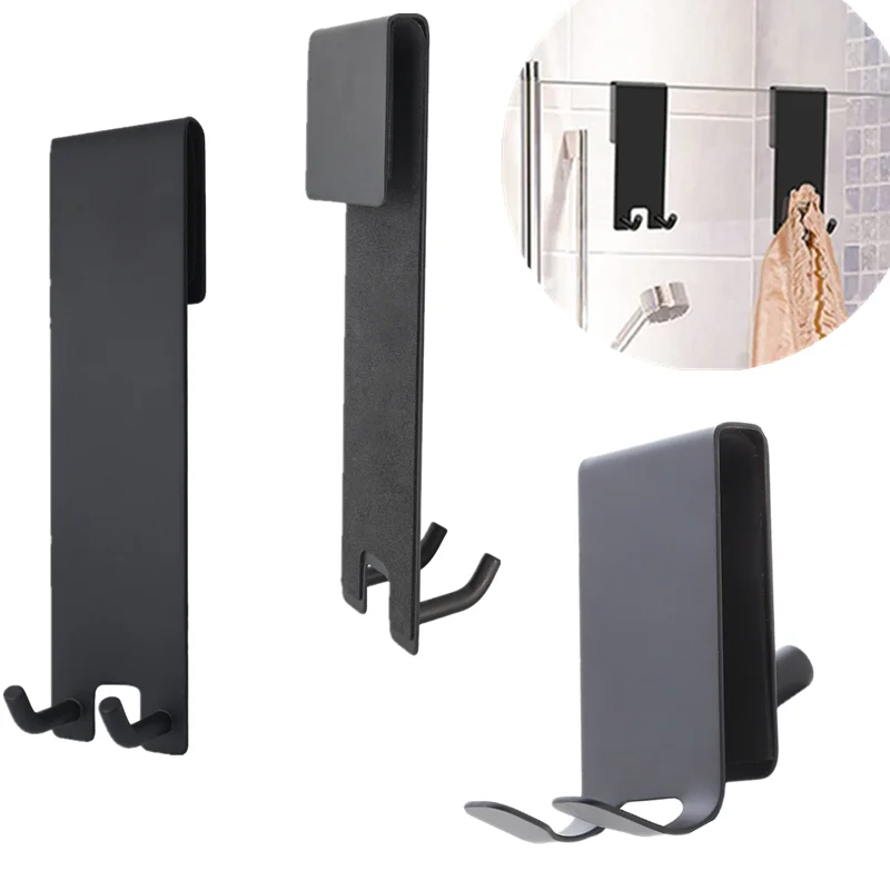 

Bathroom Shower Door Back Hook Stainless Steel Over Glass Door Shower Towel Rack S-Shape Bathroom Bathrobe Hanger Holder Hooks
