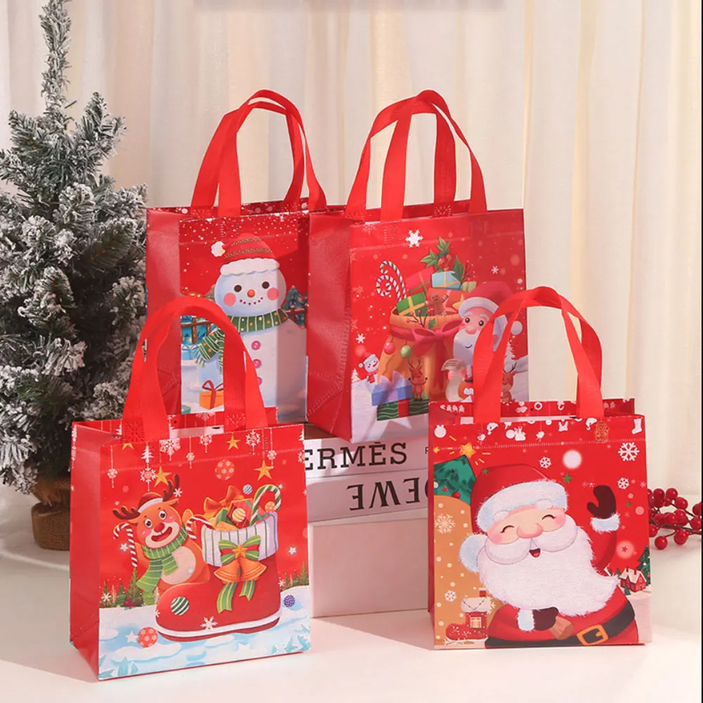 

12 шт., нетканые рождественские подарочные пакеты