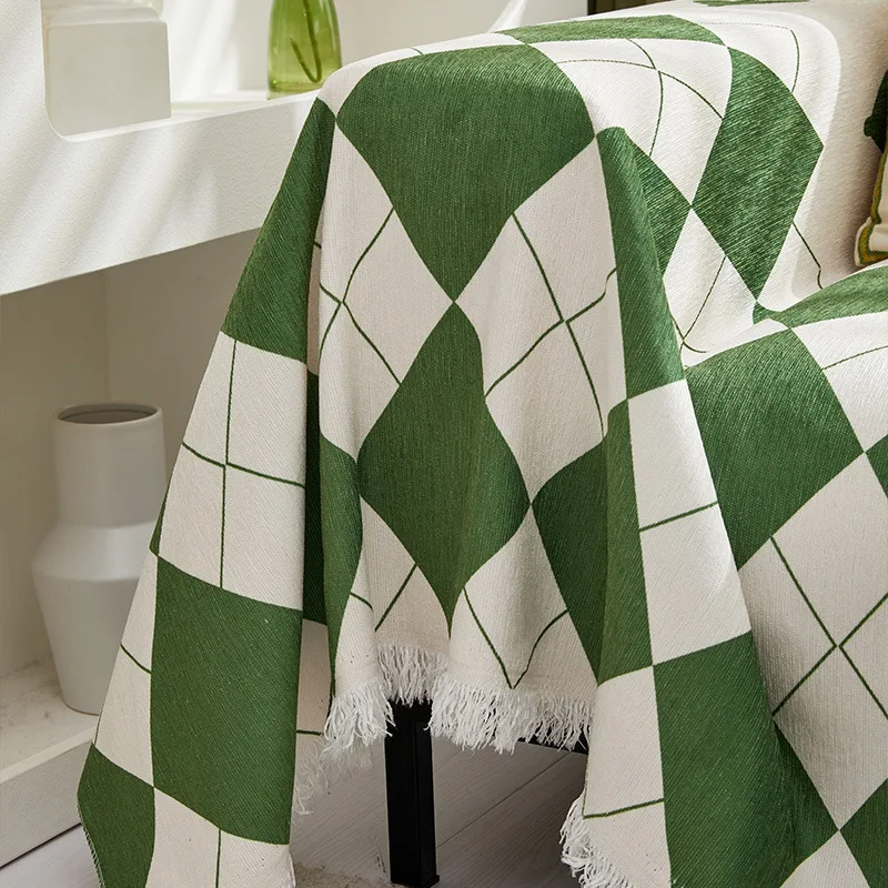 Chenille Sofa Handdoek Universeel Voor Alle Seizoenen Sofa Handdoek Geometrie Geruite Sofa Handdoek Kleine Verse Deken Een Stuk Afdekdoek