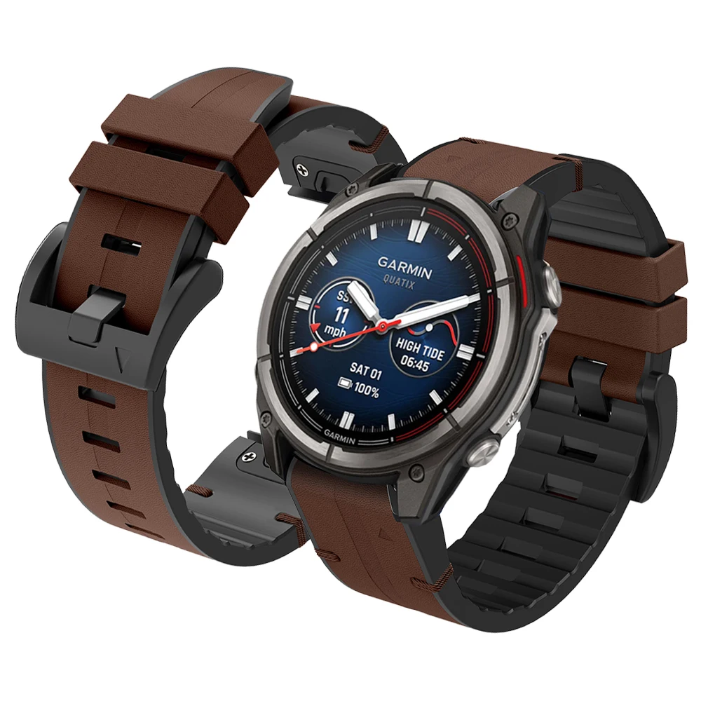 Enhanced Leather Silicone QuickFit Watch Band Strap (26mm/22mm)