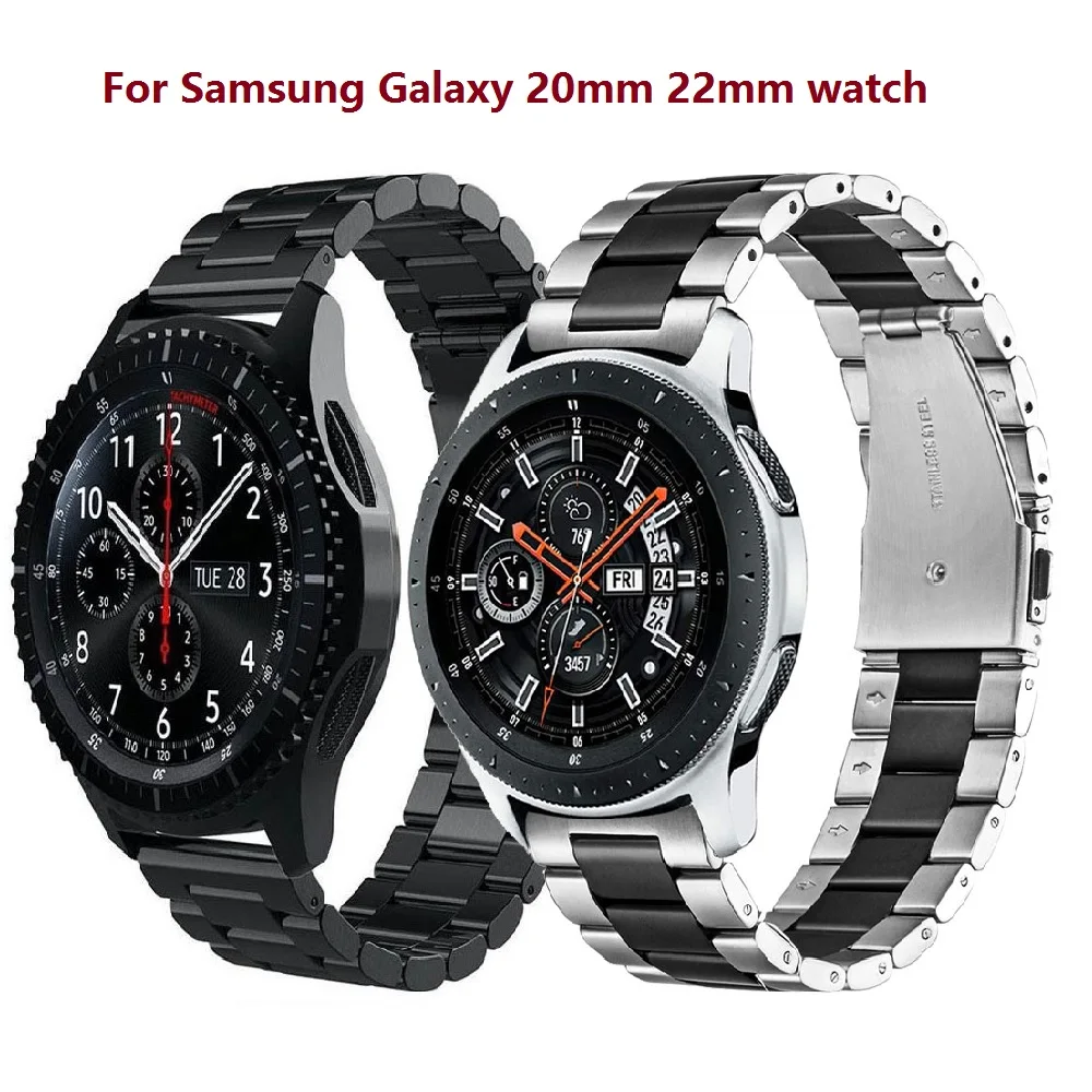 

20mm 22mm Width Stainless Steel Band For Samsung Gear Sport S2 S3 Galaxy 42mm 46mm Watch Strap Metal Wristband