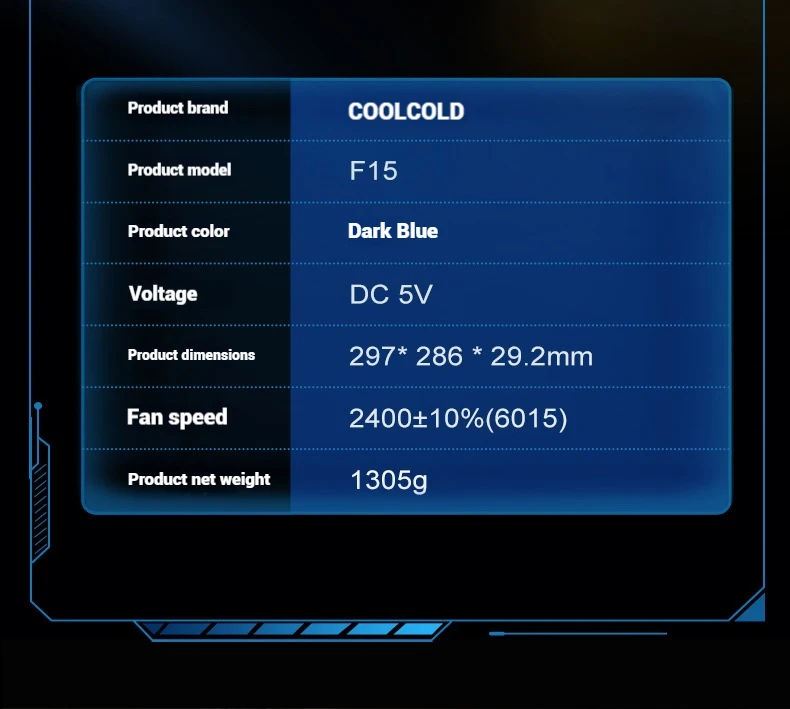 COOLCOLD F15 Gaming RGB Laptop Cooling Pad 15 Quiet Fans For 12-17.3 Inch With USB TYPE-C Port Notebook Cooler Stand_voghion.com